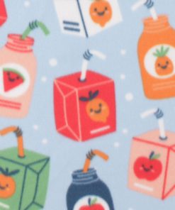 Fruit Juice Drinks on Blue Blizzard Fleece Fabric