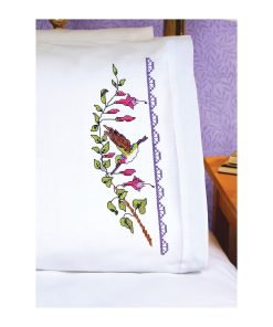 Janlynn 30 x 20 Hummingbird Stamped Cross Stitch Pillowcases 2pk