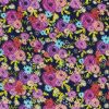 Navy Floral Double Faced Pre Quilted Cotton Fabric