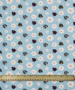 Ladybugs   Daisies on Blue Super Snuggle Flannel Fabric