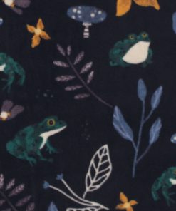 Frogs   Leaves on Black Anti Pill Fleece Fabric