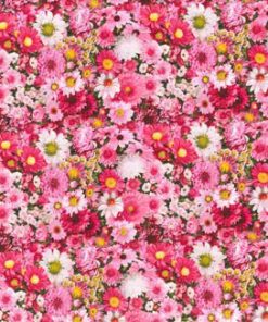 Fabric Traditions Pink   Red Garden Party Floral Premium Cotton Fabric