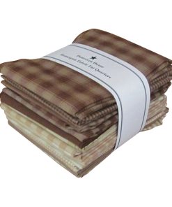 Dunroven Homespun Brown   Natural 18  x 21  12pcs Cotton Fabric Quarter Bundle