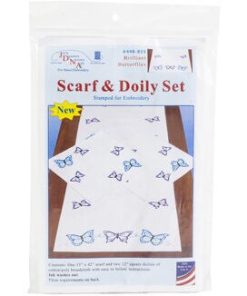 Jack Dempsey Butterflies Stamped Perle Edge Dresser Scarf   Doilies