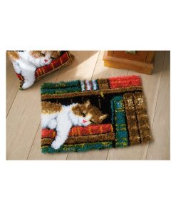 Vervaco Latch Hook Rug Kit 21.25 X15.5  Cat On Bookshelf
