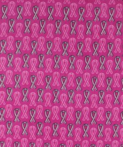 Breast Cancer Awareness Ribbons on Pink Anti Pill Fleece Fabric