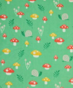 Spring Mushrooms on Green Anti Pill Plush Fleece Fabric by POP!