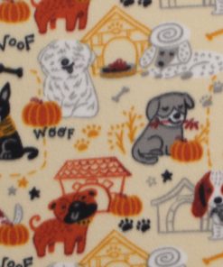 Pups   Pumpkins on Yellow Blizzard Fleece Fabric