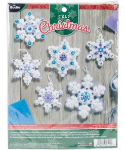 Bucilla 6ct Sparkle Snowflake Ornaments Needle Feltiing Applique Kit