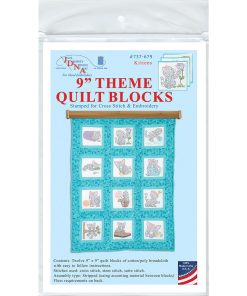 Jack Dempsey 9 Kittens Themed Stamped Quilt Blocks 12ct