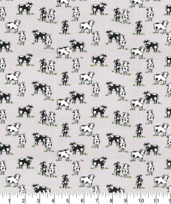 Fabric Traditions Novelty Cotton Fabric Gray Country Cows