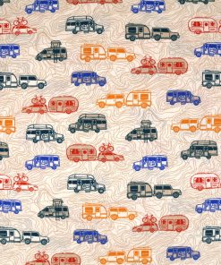 Beige Campers Novelty Cotton Fabric