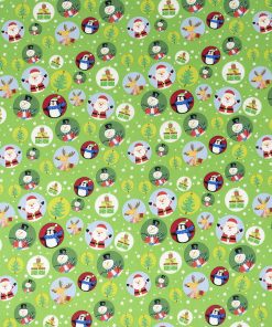 SINGER Snowglobes on Green Christmas Cotton Fabric - 1