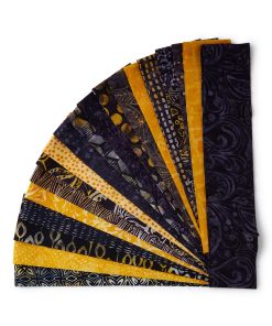 18 x 22 Hi Fashion Batik Honeybee on Black Cotton Fabric Strips 40pc