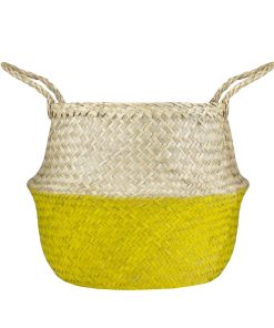 Northlight 15.5 Beige   Yellow Belly Basket With Handles