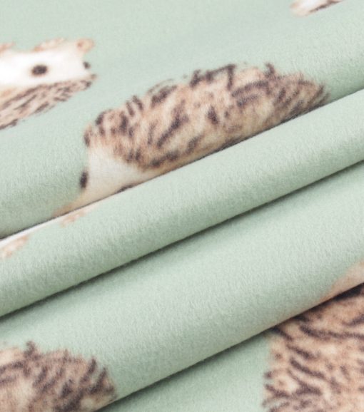 Hedgehogs On Teal Blizzard Fleece Fabric - Image 3