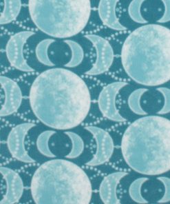 Teal Tonal Moon Phases Anti Pill Fleece Fabric