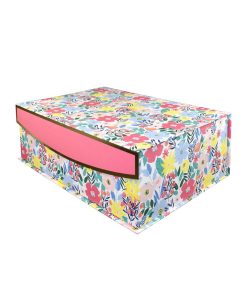 14 x 10 Multicolor Flower Garden Pink Flip Top Box by Place   Time