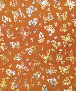 Butterflies on Orange Quilt Foil Cotton Fabric by Keepsake Calico