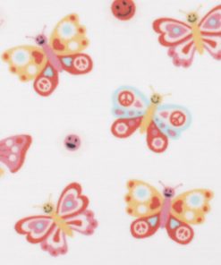 Butterflies on White Anti Pill Fleece Fabric