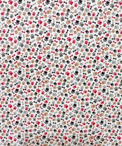 Bones And Paws Red Brown Novelty Cotton Fabric