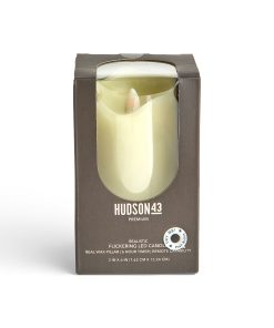 3 x 6 LED Ivory Wave Edge Pillar Candle by Hudson 43