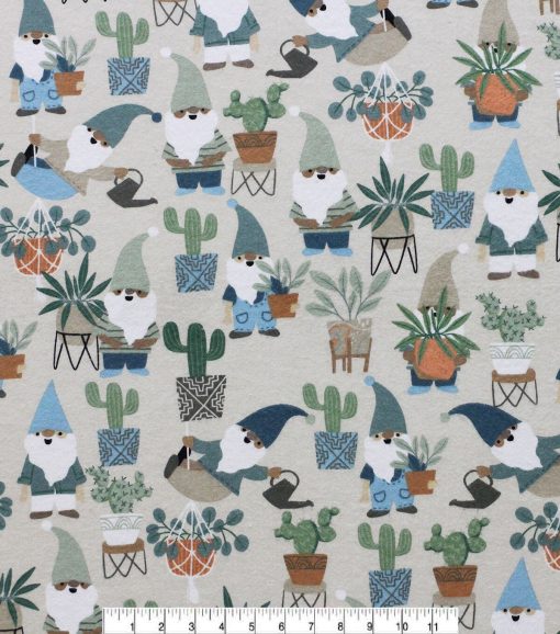 Super Snuggle Gnomes   Plants Flannel Fabric - Image 2