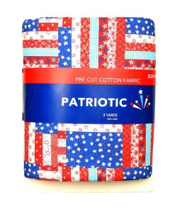 3yd Patriotic Red Intricate Flags Precut Cotton Fabric
