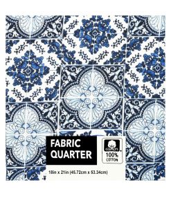 18 x 21 Blue Tiles Quilt Cotton Fabric Quarter 1pc by Keepsake Calico