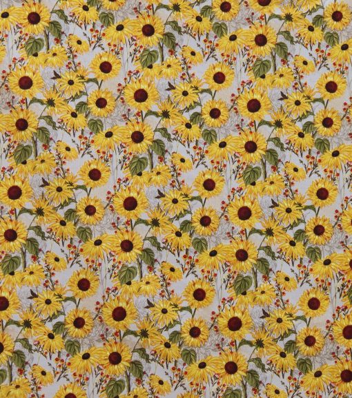 Whimsy Sunflowers Cream Harvest Cotton Fabric - Image 2