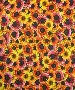 Multicolored Sunflowers Cotton Fabric