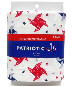3yd Patriotic White Pinwheels   Stars Precut Cotton Fabric