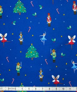 Nutcracker   Trees on Blue Super Snuggle Christmas Flannel Fabric