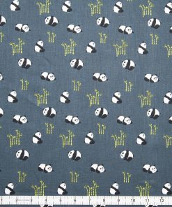 Panda Bears On Navy Novelty Prints Cotton Fabric