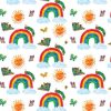 Eric Carle Caterpillar Rainbow Cotton Fabric