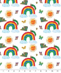 Eric Carle Caterpillar Rainbow Cotton Fabric