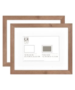 10 x 8 Matted to 7 x 5 Walnut Picture Frames 2pk by Place   Time