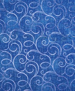 Blue Scroll Quilt Foil Cotton Fabric by Keepsake Calico