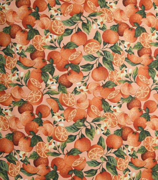 Oranges   Blossoms Novelty Cotton Fabric