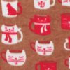 Brown Cat Mugs Blizzard Fleece Fabric
