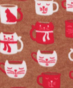 Brown Cat Mugs Blizzard Fleece Fabric