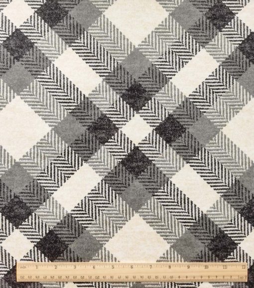 Gray Diagonal Plaid Luxe Flannel Fabric - Image 3