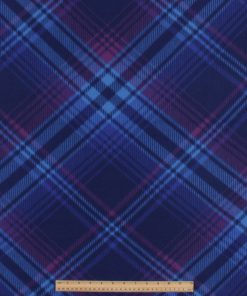 Blue Purple Diagonal Plaid Blizzard Prints Fleece Fabric