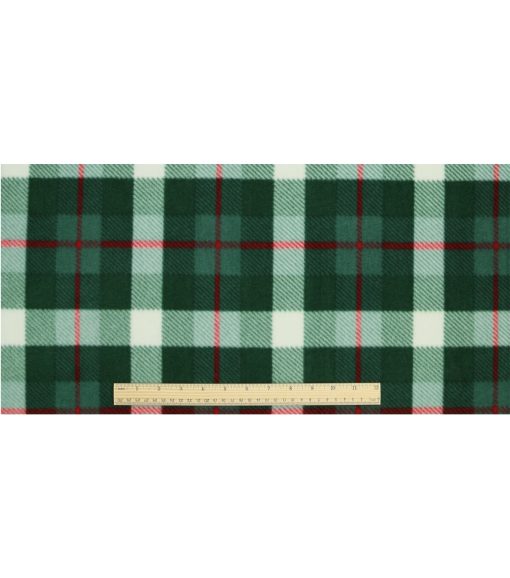 Green Plaid Anti Pill Fleece Fabric - Image 4