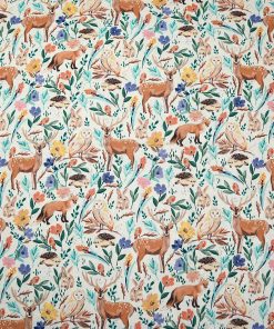 Watercolor Brown Woodland Friends Novelty Cotton Fabric