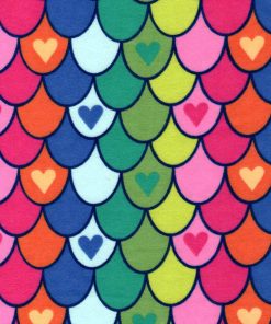 Multi Heart Mermaid Scales Super Snuggle Flannel Fabric