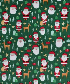 Santa   Present on Green Super Snuggle Christmas Flannel Fabric