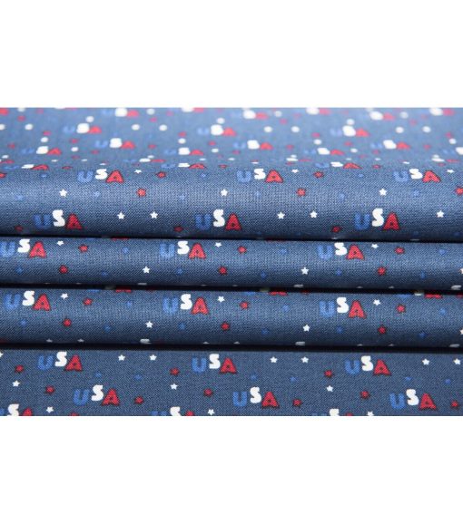 USA On Navy Patriotic Cotton Fabric - Image 3
