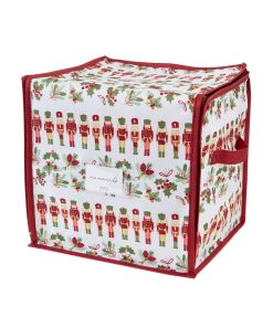 Laura Ashley Nutcracker Print Stackable Christmas Ornament Storage Box - 64 Count