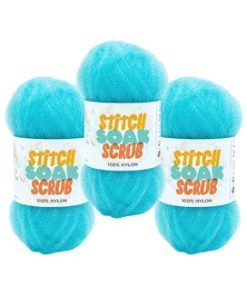 Lion Brand Stitch Soak Scrub 92yds Worsted Nylon Yarn 3 Bundle - Turquoise